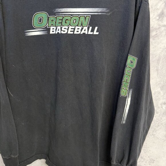 Vintage University of Oregon Baseball T Shirt Mens XL 23x29 Black Long Sleeve - Picture 4 of 10